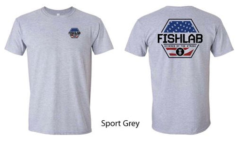 FishLab Short Sleeve Soft T-Shirt Light Grey Heather RWB